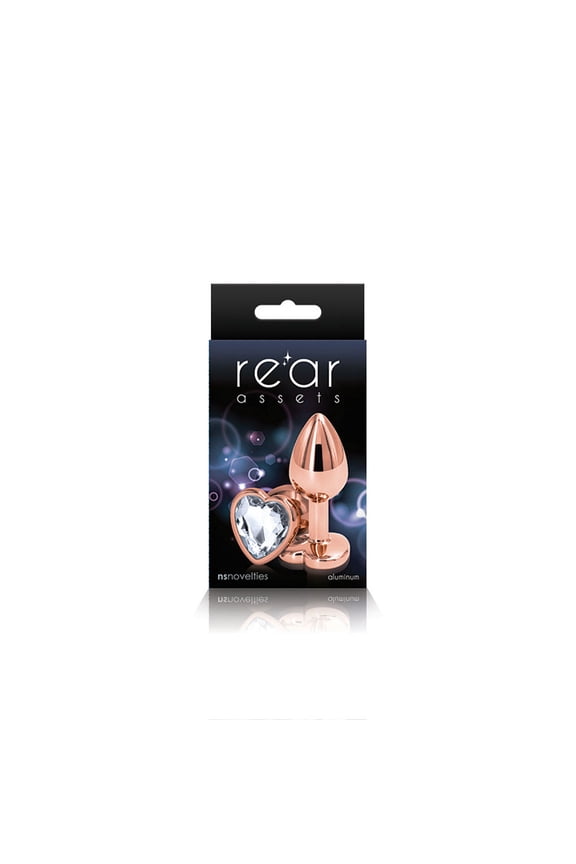 Rear Assets Rose Gold Heart Anal Plug Small Clear
