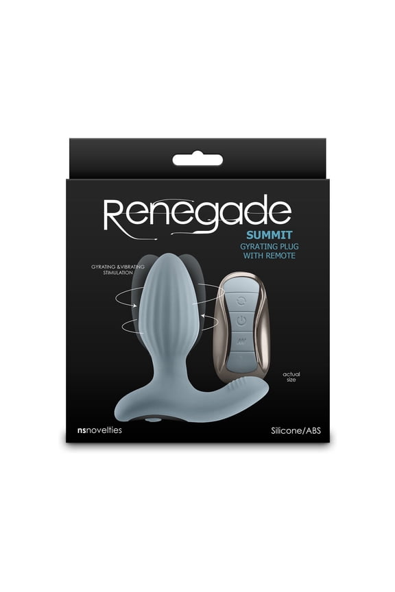 Renegade Summit Rechargeable Silicone Prostate Anal Sex Toy with Remote Control, Gray