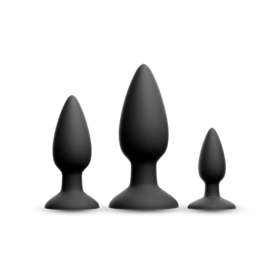 NS Novelties Renegade Triple Strike Silicone Anal Plug Kit, 3 Piece, Black