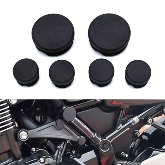 NS Plastic Frame End Caps Plug Protector, 6PCS Frame Hole Cover Black Decorative Set, Motorcycle Frame Plug Kit Crash Bar End Covers for Z900RS 2018 2019 2020 2021