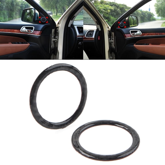 NS Real Carbon Fiber Front Door Sound Stereo Speaker Cover Trim Decor Ring for 2011-2021, for Durango 2011-2021