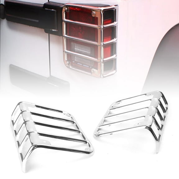 NS Rear Side Taillights Light Frame Guard Tail Light Cover Outside Protector for Wrangler JK 2 Door & Unlimited 4 Door 2007-2017, Silve