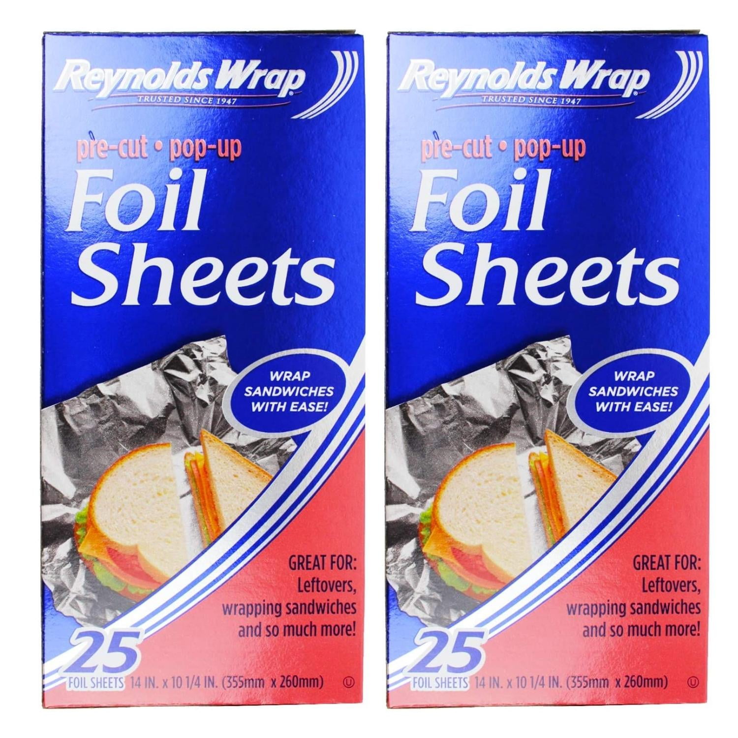 Reynold's Wrap Aluminum Pre-cut Pop-up Foil Sheets 14”x10 ¼” 50 Ct/2 box  NEW