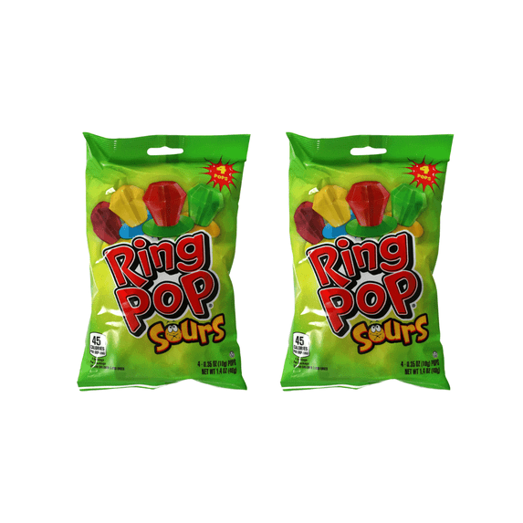 Ring Pop Sours Lollipop Candy, Individually Wrapped Treats, Set of 2