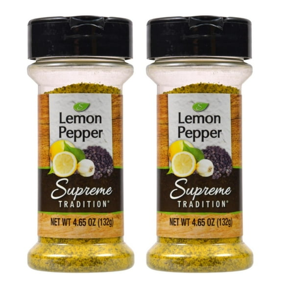 NS Supreme Tradition Lemon Pepper Seasoning 4.65-oz. Bottles Spice Blend to Add a Burst of Fresh Flavor to Vegetables, Fish, Seafood and More Set of 2