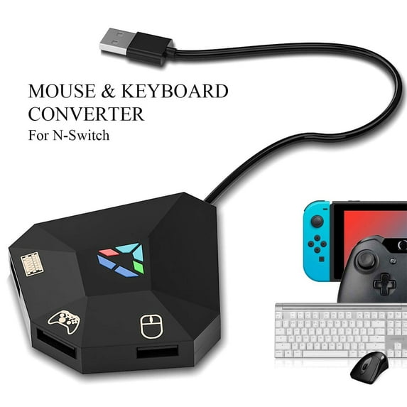 NS-Switch Keyboard Mouse Converter Adapter, TSV Portable Mouse and Keyboard Adapter Fit for PS4 /PS3/Xbox One/ Xbox 360/ Switch lite Console Converter With1 Type-C & 3 Micro-USB