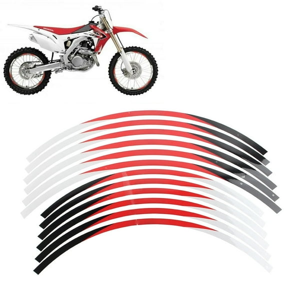 NS Wheel Rim Stripes Stickers Reflective Decal Motorcycle 18" 21" Wheels Rim Safety Decoration 12 Pcs for HONDA CRF 250L/ RALLY 2013-2022, CRF230L 2008-2009, CBF 300L / RALLY 2021+, Red