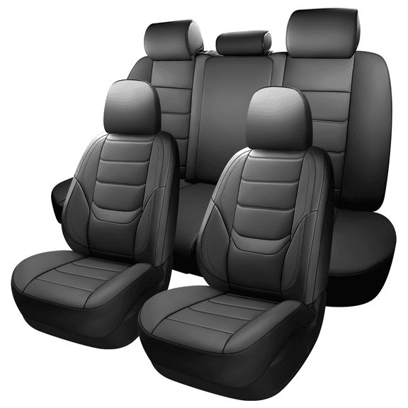 NS-YOLO Waterproof Car Seat Covers Full Set Universal 5-Seat Protector with Lumbar Support for Cars SUV Trucks