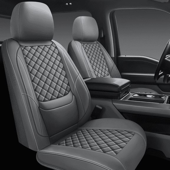 NS YOLO Universal Faux Leather Seat Covers, Waterproof Automotive Seat Protectors, Airbag Compatible Design, Durable Auto Interior Accessories for Most Cars SUV Pickup Trucks Gray