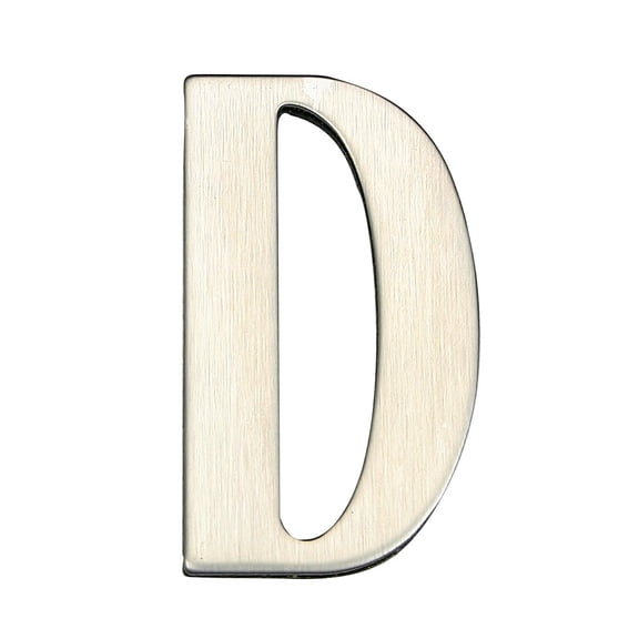No-Drill Brushed Stainless Steel House Letter "D" - Adhesive Mount, Modern Door Sign