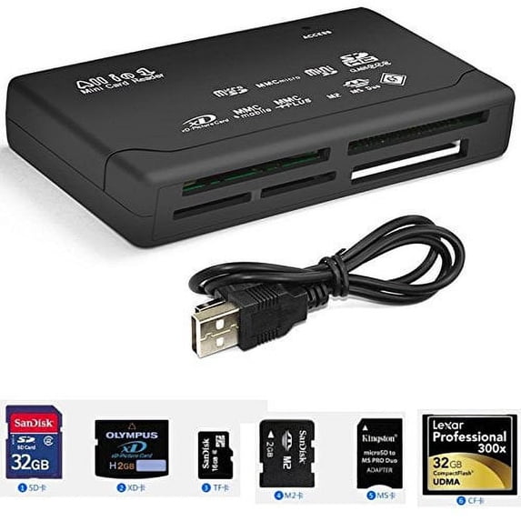 NSA Mini 26-IN-1 USB 2.0 High Speed Memory Card Reader For CF xD SD MS SDHC by NSA ELECTRONICS