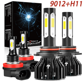 NSDXCT 4x 9012 HIR2 H11 H8 H9 LED Headlight Bulbs High Low Beam Fog Light Conversion Kit Cool White