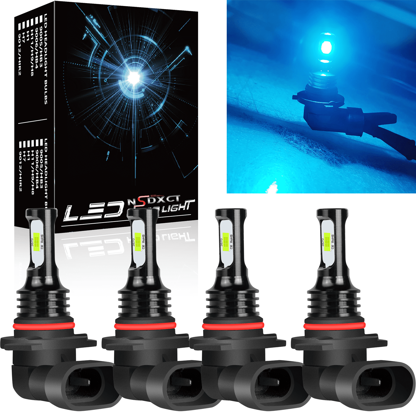 NSDXCT 9005+9006 for 2002-2009 GMC Envoy Ice Blue Led Headlights Bulb ...