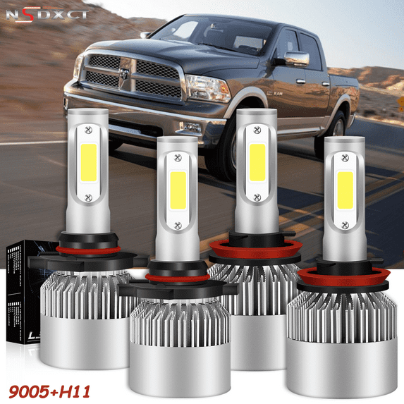 NSDXCT 9005 H11 LED Headlight Bulbs Hi/Lo Beam Combo for 2009 2010 2011 2012 Dodge RAM 1500 2500 3500 6000K White