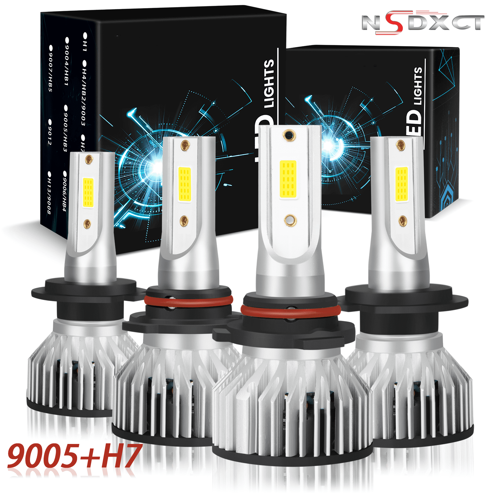 NSDXCT 9005 H7 LED Headlight Bulbs High Low Beam super Bright White ...