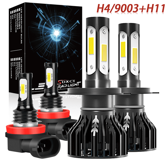 NSDXCT For 2007-2014 Honda CRV H4 9003 High/Low Beam+H11 Fog Light LED Headlight Bulbs 6000K White 4Pcs