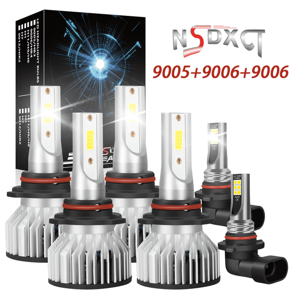 NSDXCT For Acura MDX 2001-2003 Front LED Headlights High-Low Beam + FogLight Bulbs Kit White
