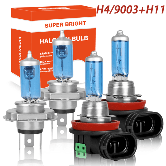 NSDXCT For Nissan Versa 2007-2019 Halogen Headlight Bulb H4 High Low Beam H11 Fog Light 100W 4pcs