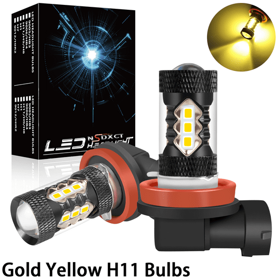 NSDXCT Golden Yellow H11 LED Headlight Front Fog Light Driving Bulbs for Toyota Corolla 2009-2016 2pcs