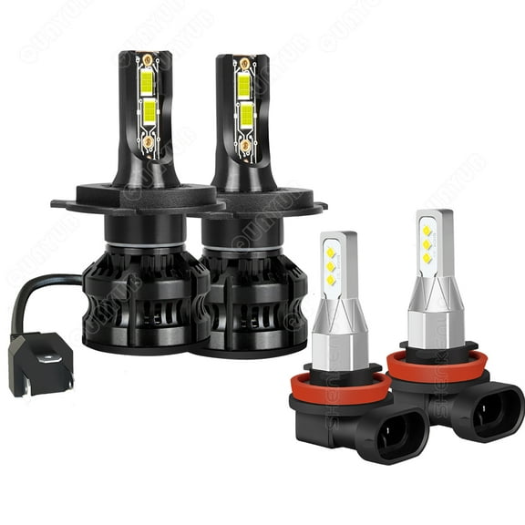 NSDXCT  H4 LED Headlight Bulbs +H11 Fog Light Globes 4PC For Nissan Patrol Y61 2005-2012