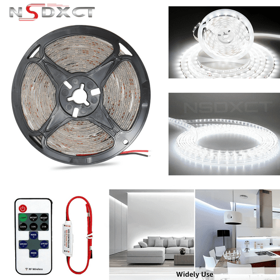 NSDXCT White LED Strip Lights, Upgraded 16.4ft Dimmable LED Light Strip Bright Daylight White, Strong Adhesive