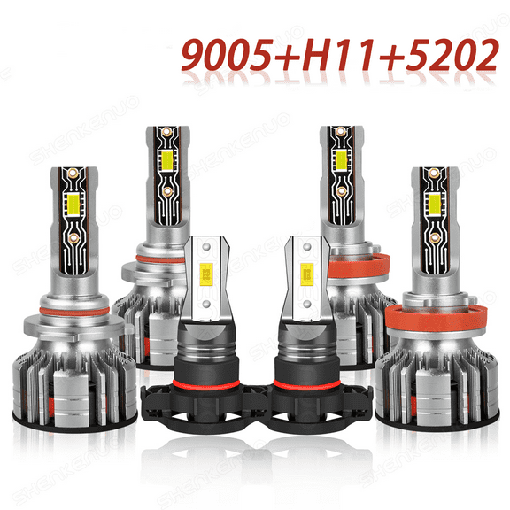 NSDXCT for 2007 2008 2009 2010 2011 2012 2013 2014 Chevy Silverado 1500 6PC LED Headlight Bulbs 9005 H11 Hi/Lo Beam H16 Fog Lights