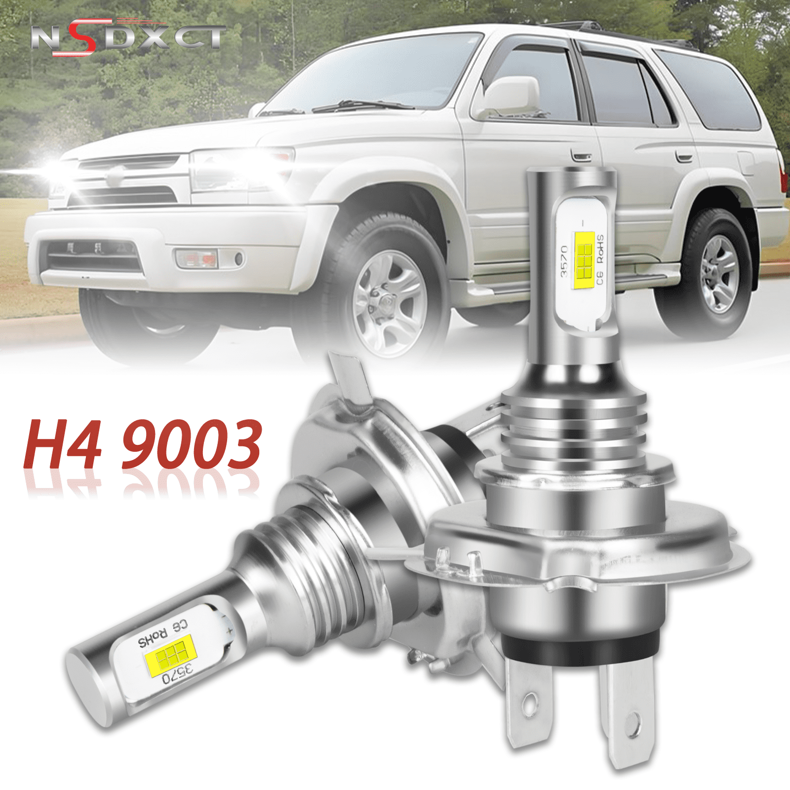 NSDXCT for Toyota 4Runner1999-2002 2x H4/9003 LED Headlight Bulbs High Low Beam 72W 8000LM 6500K