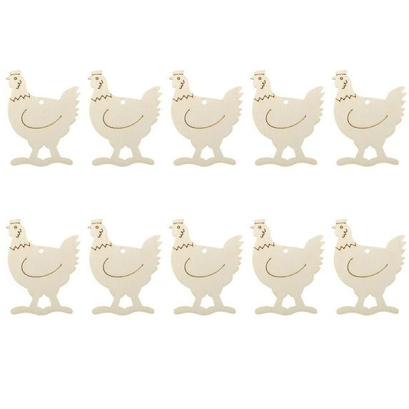 NSESSHome 10 Pcs Easter Wooden Chicken Hanging Ornaments Wood Easter Tree Decorations Decorative Spring Chicken Wooden Hanging Craft for Easter Spring Party Supplies