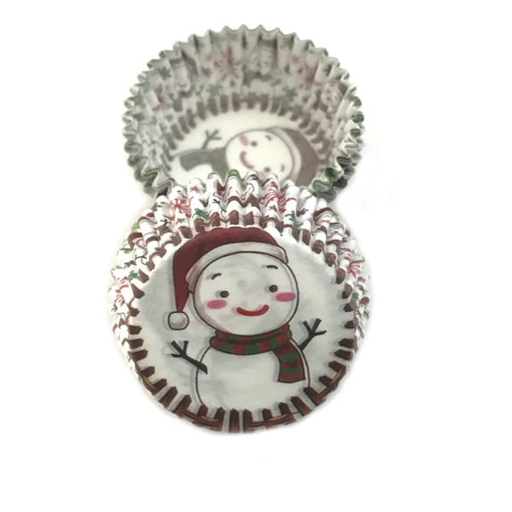 NSESSHome 100pcs Christmas Cupcake Liners Paper Candy Cups Santa Claus Snowman Snowflake Mini Muffin Liners for Xmas Holiday Party Cake Candy Truffles Chocolate Making Supplies