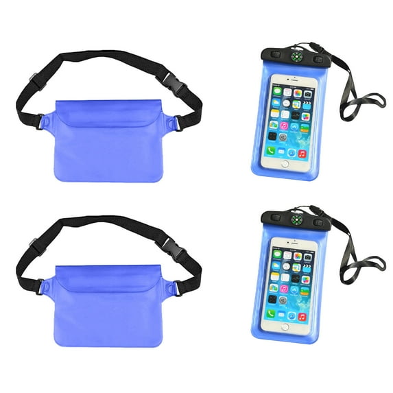 NSESSHome 2Pcs Waterproof Fanny Pack, 2Pcs Waterproof Pouch for Phone Passport Wallet Purse with Waist Strap,Floating Waterproof Bags for Travel Beach Swimming Kayaking Boating Pool Accessories