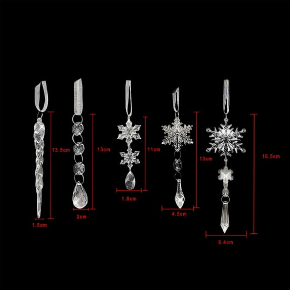 NSESSHome 30pcs Christmas Tree Decoration Crystal Ornaments, Hanging Acrylic Snowflake Icicle Drop Clear Christmas Ornaments for Xmas Tree Decor Holiday Winter New Year Party Supplies