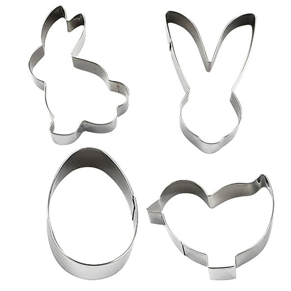 NSESSHome 4 Pieces Easter Cookie Cutters, Chick Egg Bunny Rabbite Shapes Cookie Cutters Stain Steel Sets Holiday Themed Party Supplies