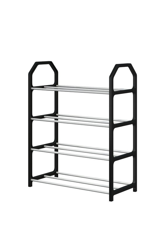 4 Tier Shoe Rack, Shoe Shelf Storage Organizer Heavy Duty Metal Free Standing Shoe Rack for Entryway Closet Doorway
