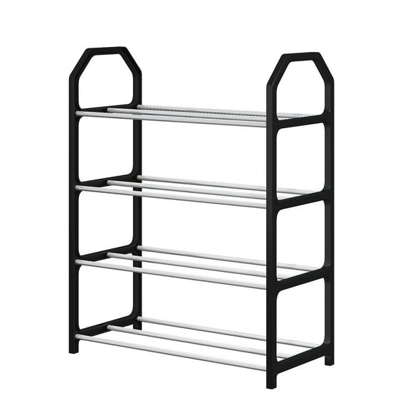 NSESSHome 4 Tier Shoe Rack, Shoe Shelf Storage Organizer Heavy Duty Metal Free Standing Shoe Rack for Entryway Closet Doorway