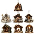 thumbnail image 1 of NSESSHome 7Pcs Nativity Scene Acrylic Keychains and Hanging Ornaments, Christmas Car Decorations, Rearview Mirror Pendants, Religious Holiday Decor, 1 of 9