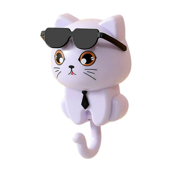 NSESSHome Adhesive Coat Hooks Key Holder, Creative Adhesive Cute Cat Key Hook, Home Storage Utility Wall Decorations for Hanging Hat, Key, Towel, Scarf, Bags, Punch Free