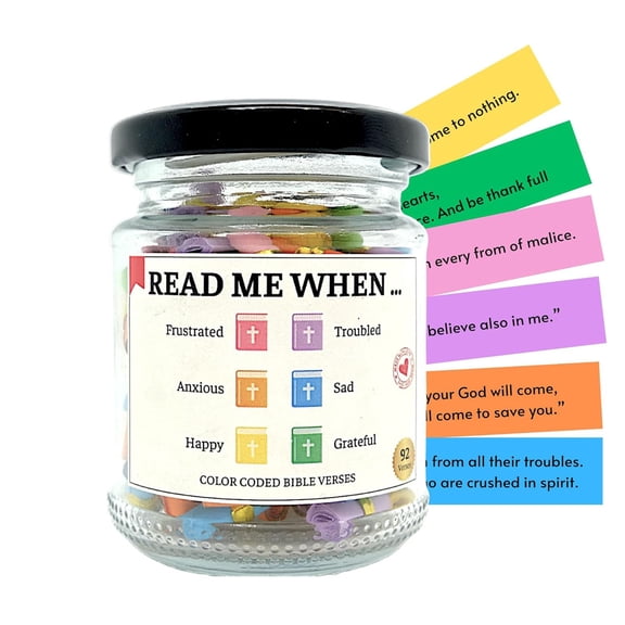 NSESSHome Bible Verse Jar,Read Me When Bible Verses Jar for Emotions and Feelings,Scripture Prayer Cards Hope Jar,Religious Graduation Gift,Bible Study Church Christian Gifts for Mom Dad Friend