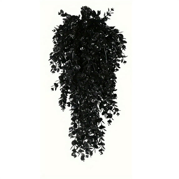 NSESSHome Black Halloween Leaf Garland,Halloween Artificial Hanging Fall Leave Vines for Front Door,Fall Floral Garlands Halloween Decor