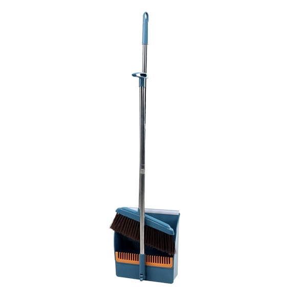 NSESSHome Broom and Dustpan Set, Large Size and Stiff Broom Dust pan with Long Handle, Upright,Ideal for Indoor Outdoor Garage Kitchen Room Office Lobby Use
