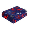 thumbnail image 1 of NSESSHome Christmas Holiday Flannel Blanket, Soft Double-Sided Velvet Polyester Throw with Festive Dark Blue Christmas Print, Cozy, Warm, and Versatile for Home Décor or Gift Giving, 1 of 6