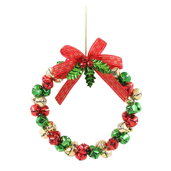 NSESSHome Christmas Metal Jingle Bell Wreath Ornament Christmas Hanging Wreath for Christmas Indoor Outdoor Wall Decor