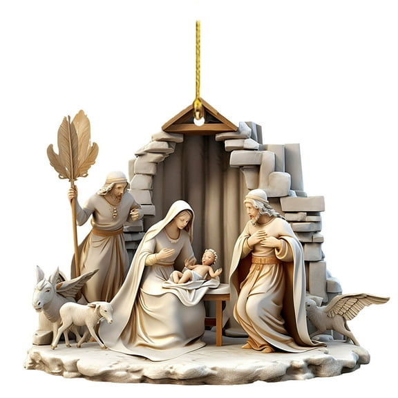 NSESSHome Christmas Nativity Scene Ornament Nativity Scene Ornament Christian Xmas Hanging Ornament Nativity Scene for Xmas Tree Birth of Jesus Decor Religious Gift