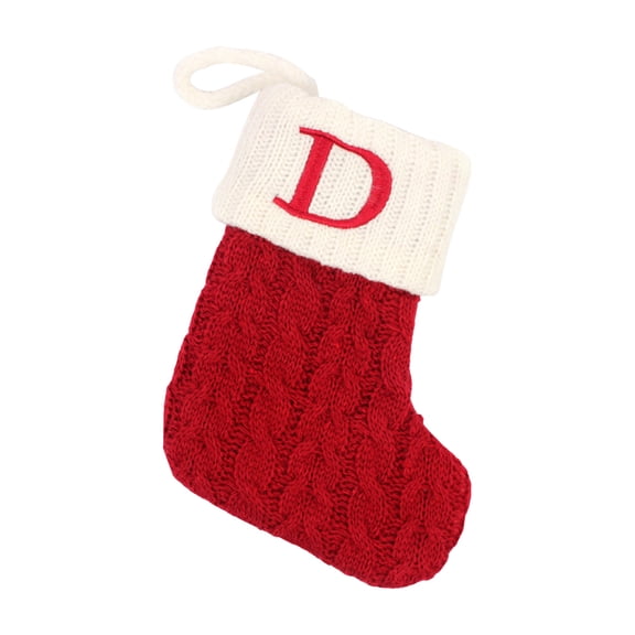 NSESSHome Christmas Stockings with Initial, Small Embroidered Letter Knit Red White Christmas Stocking Letter Monogram Hanging Xmas Stockings for Family Christmas Tree Fireplace Decoration