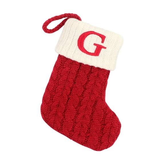 NSESSHome Christmas Stockings with Initial, Small Embroidered Letter Knit Red White Christmas Stocking Letter Monogram Hanging Xmas Stockings for Family Christmas Tree Fireplace Decoration