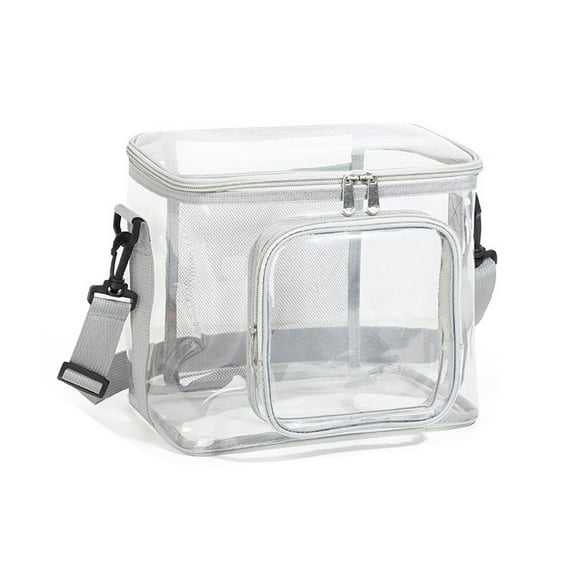 NSESSHome Clear Lunch Bag, Durable See Through Lunch Bag with Shoulder Strap Handle for Work, School, Stadium Approved, Freezer Proof