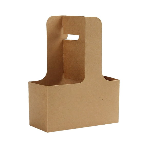 NSESSHome 10 Pack Drink Carrier with Handle 2-Cup Kraft Paperboard Cup Holder Disposable Paper Coffee Cup Holder Drinking Cup Carriers for Delivery Take Out Coffee Milk Tea Beverage Juice
