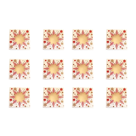 NSESSHome 12 Pcs Christmas Cookie Boxes, Christmas Treat Boxes for Donuts Cupcake Candy Gift Giving, Holiday Gift Baking Box Christmas Paper Boxes with Christmas Tags and Ribbons