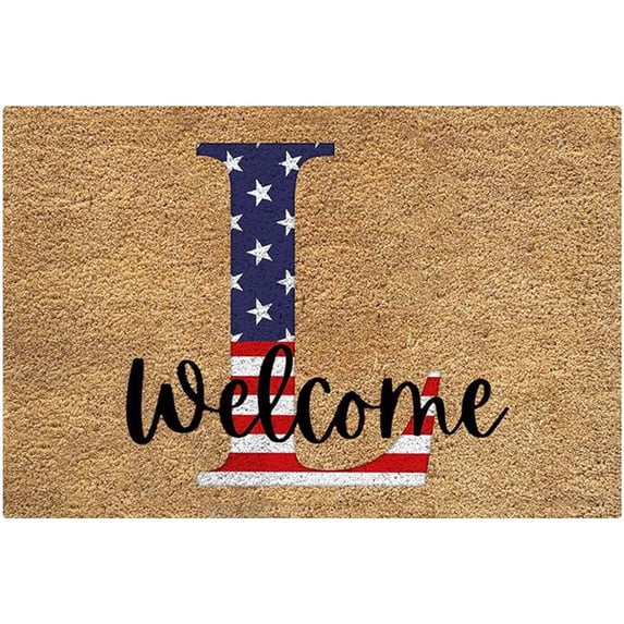 NSESSHome 4th of July Door mat Outdoor Welcome Patriotic Door Mat Independence Day Rug with Rubber Non Slip Backing Door Mat for Porch Entry Staircase Bathroom Decor