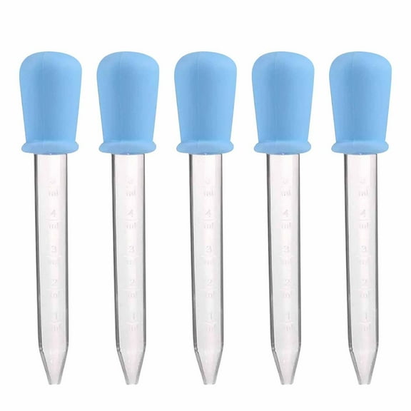 NSESSHome 5 Pcs Liquid Droppers, Silicone Pipettes Transfer Eyedropper with Bulb Tip for Candy Oil Kitchen, BPA Free