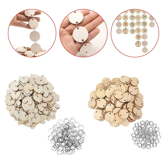 NSESSHome 50pcs Wooden Slices with Holes DIY Family Birthday Calendar
